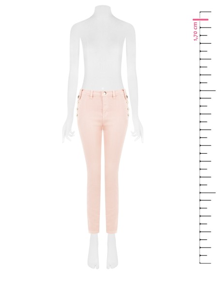 Skinny denim broek met knopen aan de zijkanten Rinascimento