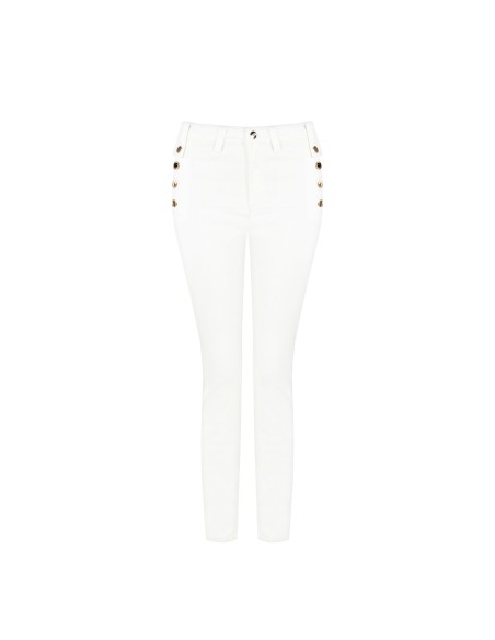 Pantalon skinny en denim avec boutons sur les côtés Rinascimento