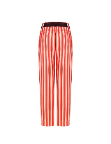 Pantalon large en mélange de viscose et de lin avec ceinture assortie et poches Rinascimento