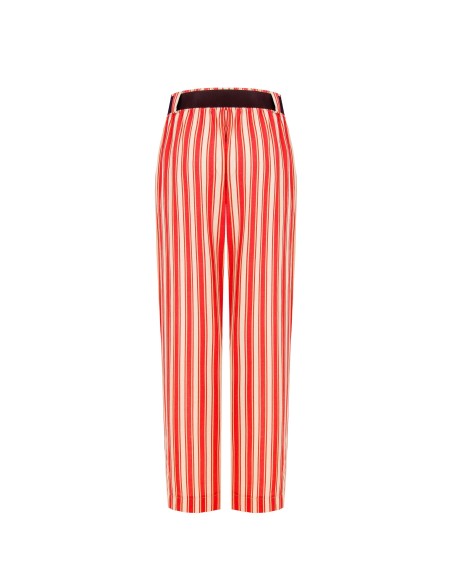 Wijde broek van een viscose-linnenmix met bijpassende riem en zakken van Rinascimento