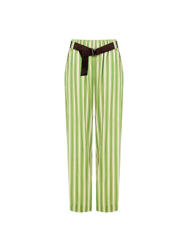 Pantalon large en mélange de viscose et de lin avec ceinture assortie et poches Rinascimento