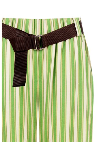 Pantalon large en mélange de viscose et de lin avec ceinture assortie et poches Rinascimento