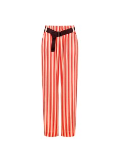 Pantalon large en mélange de viscose et de lin avec ceinture assortie et poches Rinascimento