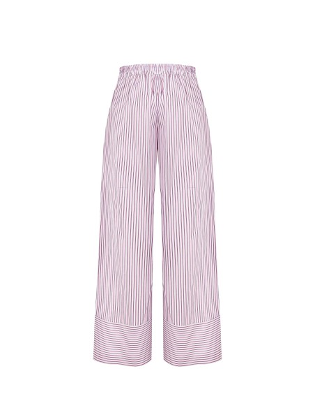 Pantalon palazzo en coton rayé avec élastique au dos Rinascimento