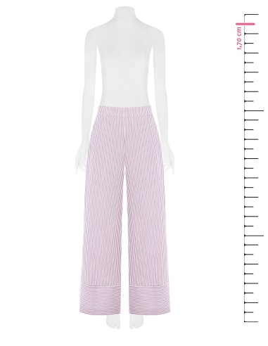 Pantalon palazzo en coton rayé avec élastique au dos Rinascimento