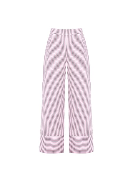 Pantalon palazzo en coton rayé avec élastique au dos Rinascimento