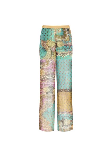 Palazzo-broek van semi-transparante georgette met geïntegreerde shorts en zakken van Rinascimento