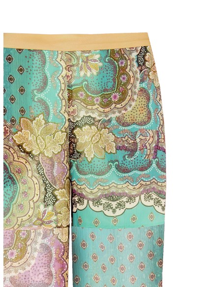 Pantalon palazzo en georgette semi-transparente avec short intégré et poches Rinascimento