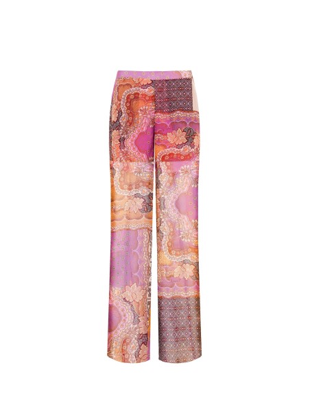 Pantalon palazzo en georgette semi-transparente avec short intégré et poches Rinascimento