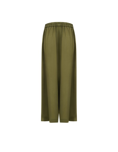 Pantalon palazzo extra-large en mélange de viscose et de lin, avec poches et élastique au dos Rinascimento