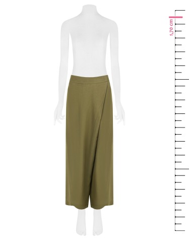 Pantalon palazzo extra-large en mélange de viscose et de lin, avec poches et élastique au dos Rinascimento
