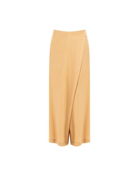 Pantalon palazzo extra-large en mélange de viscose et de lin, avec poches et élastique au dos Rinascimento