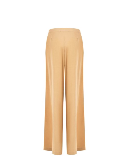 Pantalon palazzo en mélange de viscose et de lin avec double pli et poches Rinascimento