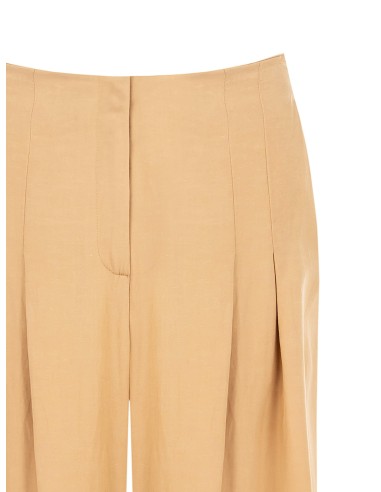Pantalon palazzo en mélange de viscose et de lin avec double pli et poches Rinascimento
