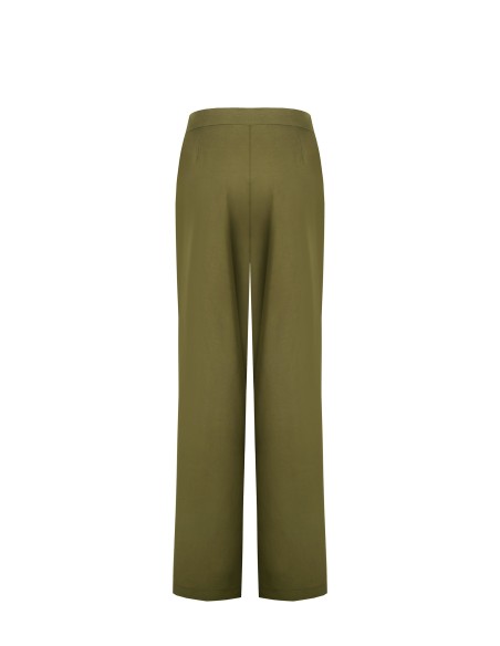 Pantalon palazzo en mélange de viscose et de lin avec double pli et poches Rinascimento