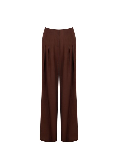 Pantalon palazzo en mélange de viscose et de lin avec double pli et poches Rinascimento
