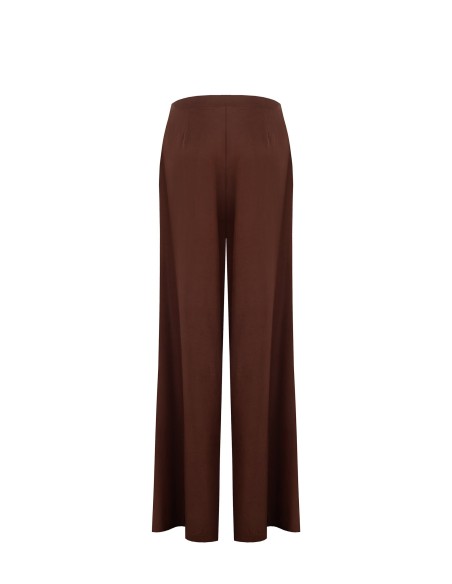 Pantalon palazzo en mélange de viscose et de lin avec double pli et poches Rinascimento