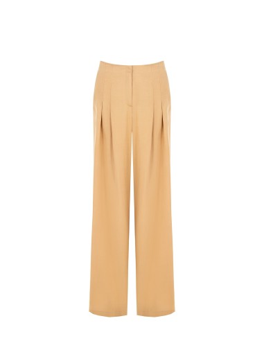 Pantalon palazzo en mélange de viscose et de lin avec double pli et poches Rinascimento