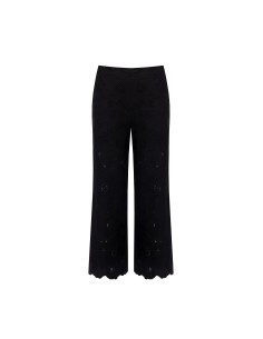 Wijde cropped broek van katoenmix met bloemenborduursel en ajourdetails van Rinascimento