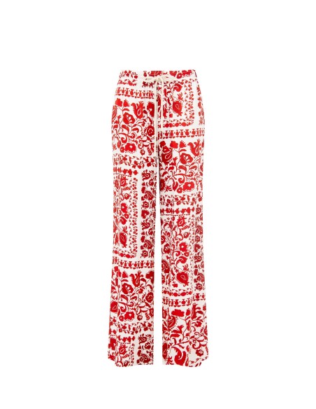 Pantalon palazzo en viscose avec cordon de serrage Rinascimento