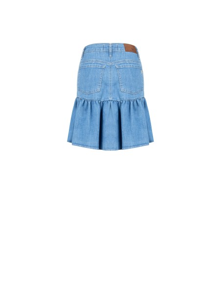 Minijupe à volants en denim extensible Rinascimento