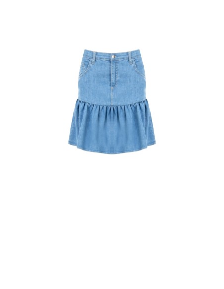 Minijupe à volants en denim extensible Rinascimento