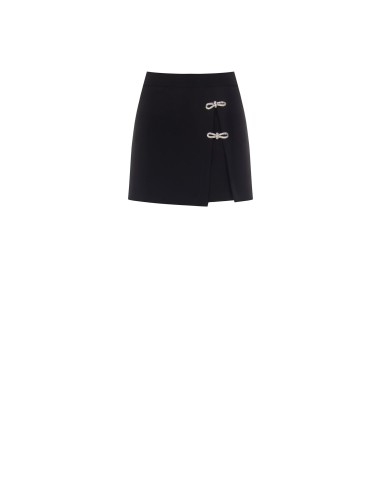 Jupe-short en tissu bistretch avec petits nœuds en strass Rinascimento