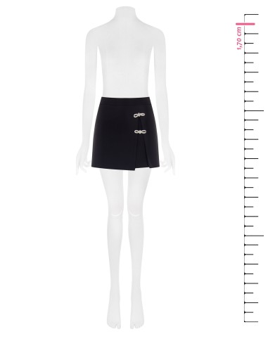 Jupe-short en tissu bistretch avec petits nœuds en strass Rinascimento