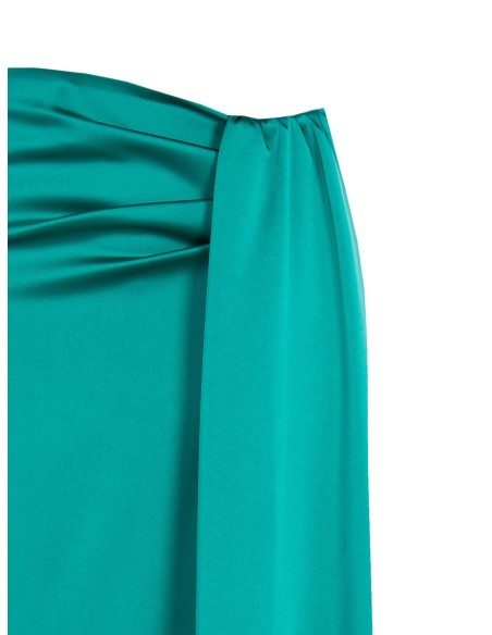 Jupe longue évasée en satin avec drapé Rinascimento