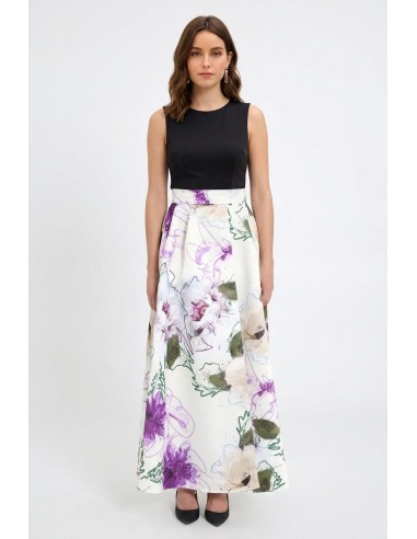 Lange wijde rok van gestructureerd duchessesatijn met zakken Rinascimento