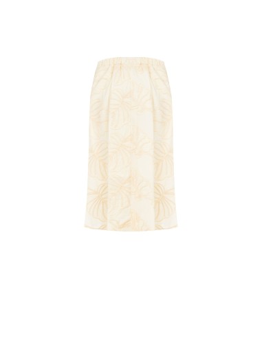 Jupe midi en coton avec broderie de feuilles et pompons Rinascimento
