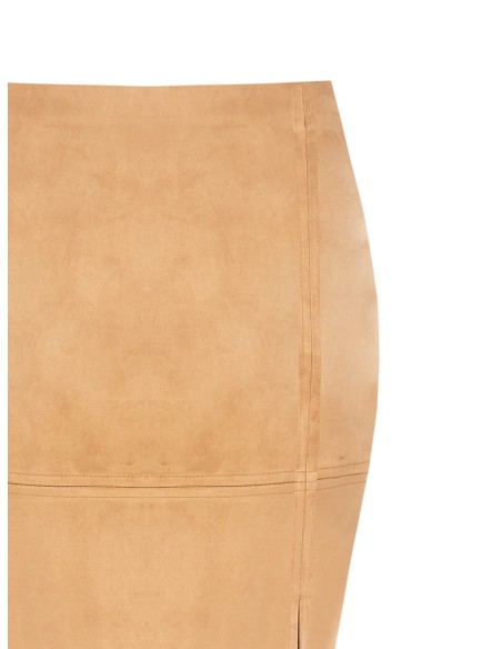 Jupe crayon en simili-cuir à effet daim avec fente Rinascimento
