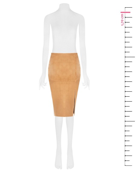 Jupe crayon en simili-cuir à effet daim avec fente Rinascimento