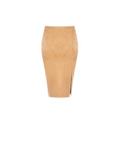 Jupe crayon en simili-cuir à effet daim avec fente Rinascimento