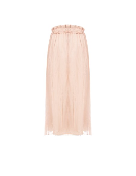 Lange rok van georgette met elastische taille en volant van Rinascimento