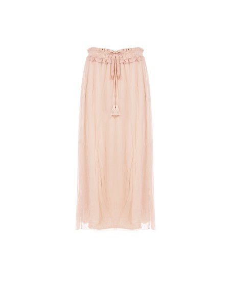 Lange rok van georgette met elastische taille en volant van Rinascimento