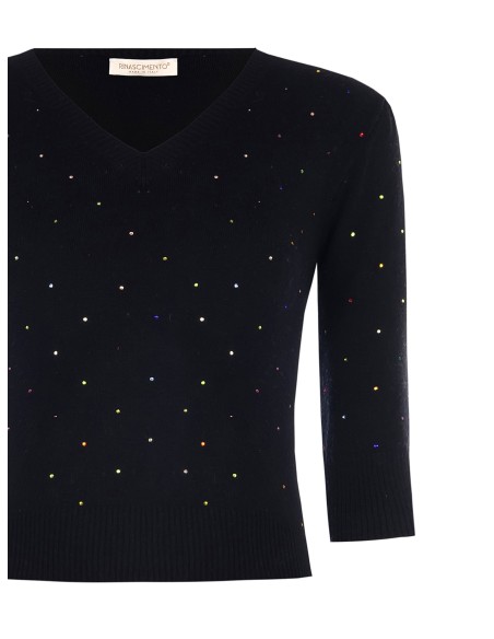 Truitje met 3/4-mouwen en multicolor strass-steentjes Rinascimento