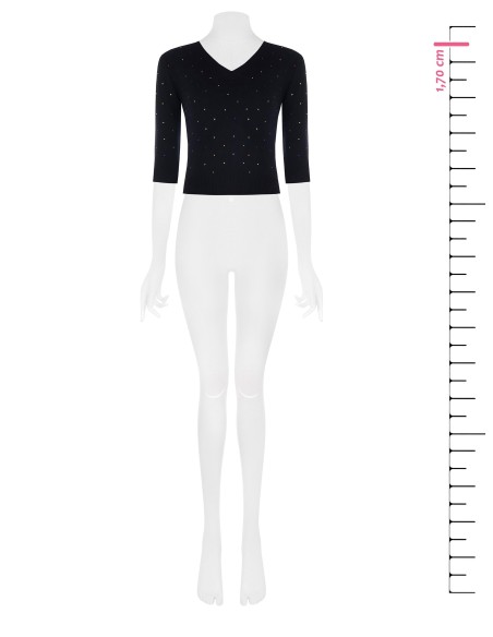 Pull à manches 3/4 avec strass multicolores Rinascimento