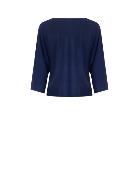 Rinascimento - Pull fluide avec logo perforé et manches 3/4