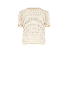 Gehaakt katoenen T-shirt met V-hals en Rinascimento-kraag 2