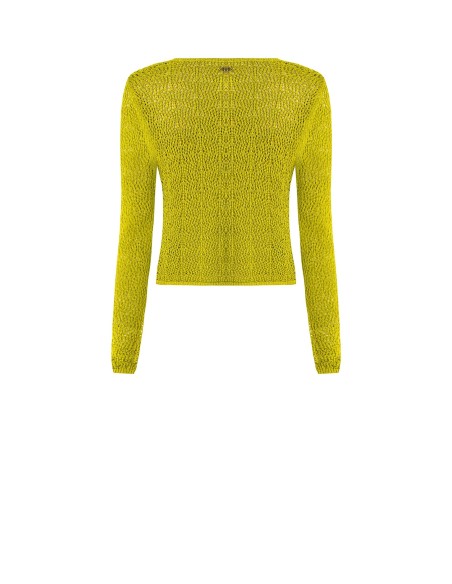Cardigan perforé en viscose mélangée avec un cordon de Lurex Rinascimento