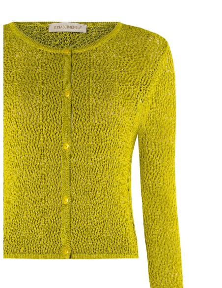 Cardigan perforé en viscose mélangée avec un cordon de Lurex Rinascimento