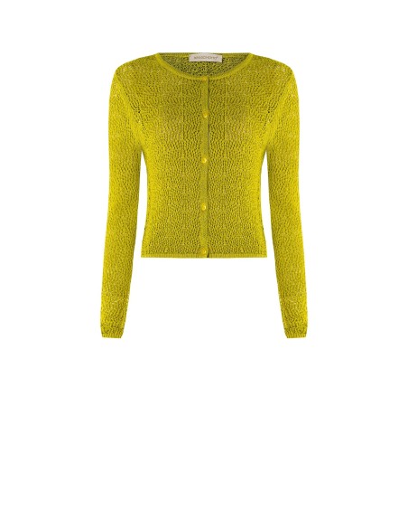 Cardigan perforé en viscose mélangée avec un cordon de Lurex Rinascimento