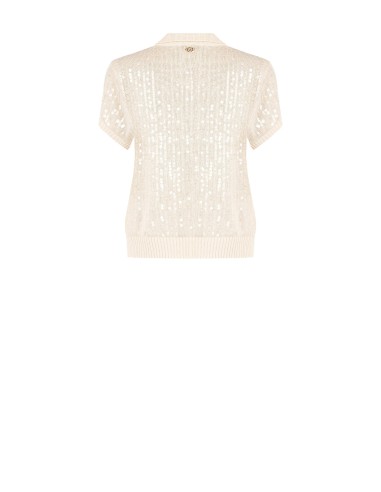 Polo tricoté recouvert de paillettes transparentes Rinascimento