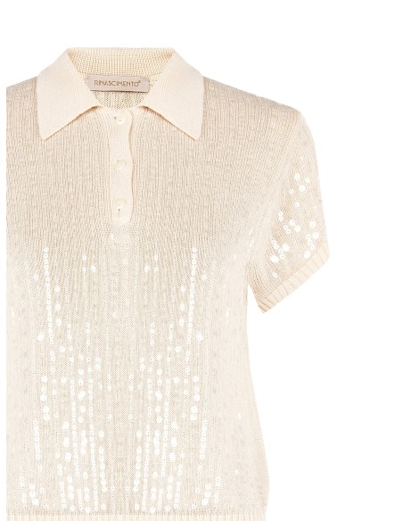 Polo tricoté recouvert de paillettes transparentes Rinascimento