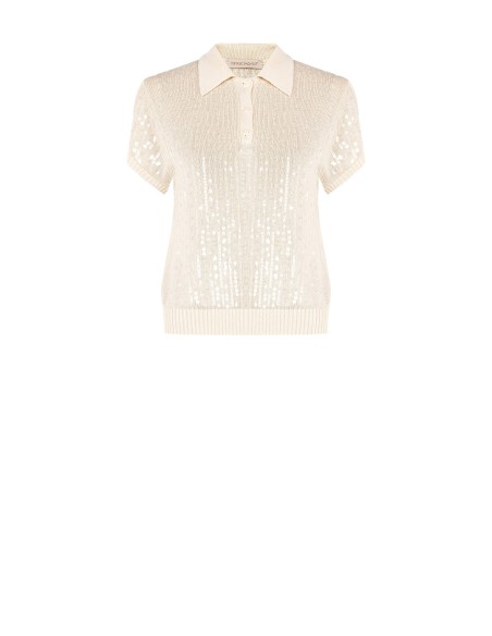 Polo tricoté recouvert de paillettes transparentes Rinascimento