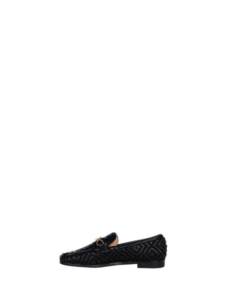 Mocassins van gevlochten stof met ruitpatroon en metalen RR-logoafwerking van Rinascimento