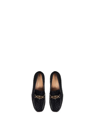 Mocassins en tissu tressé à motifs losanges avec finition du logo RR en métal Rinascimento