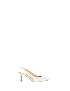 Escarpins slingback à talon moyen à rayures bleu marine et détail transparent Rinascimento