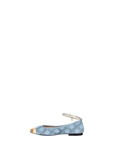 Ballerines en tissu brodé à motifs losanges avec bout en métal Rinascimento